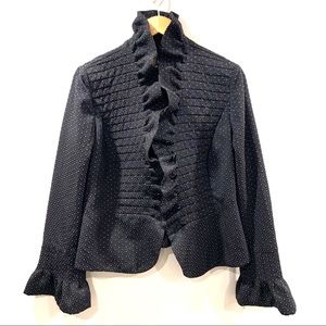 ARMANI COLLEZIONI Ruffled Blazer Blk/ White Size 8